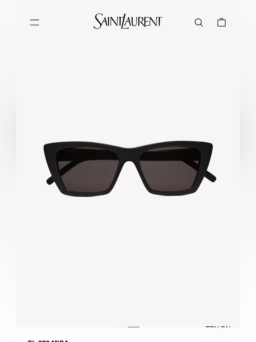 Saint Laurent Black Cat-Eye Sunglasses